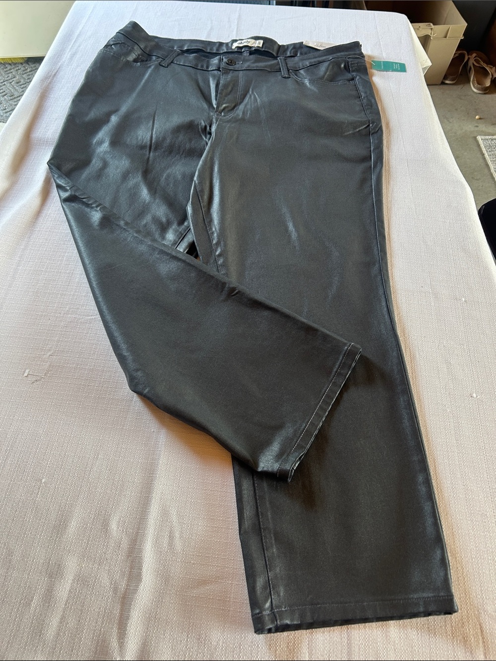 Black Faux Leather Women's Pants - Classic Straight Leg